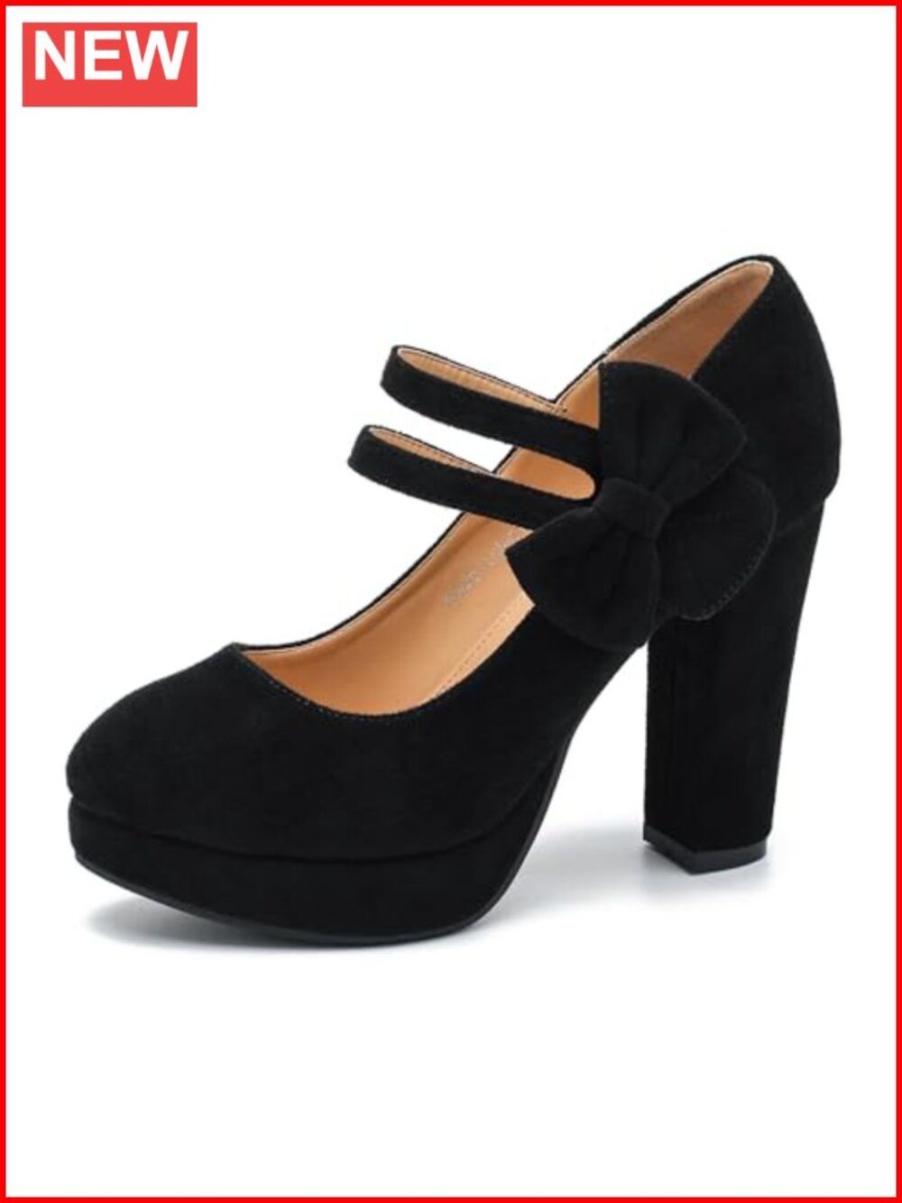 Platform Mary Jane Pumps with Bow, 3.94 Inch Block Heel Dress Shoes